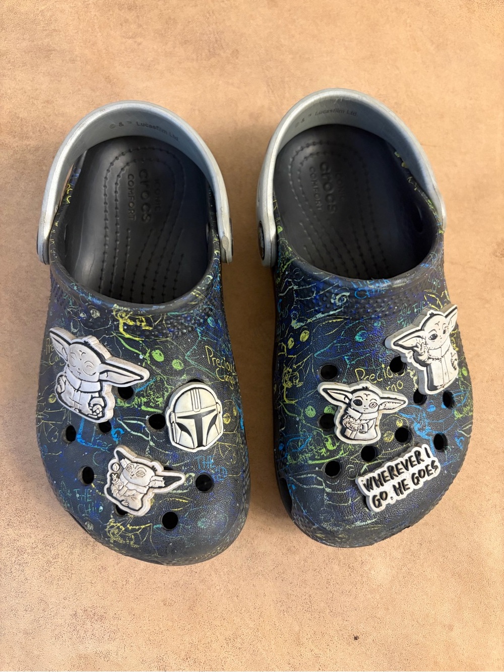 Star Wars Boys Crocs size 11 toddler C11 baby grogu boba fett yoda black green